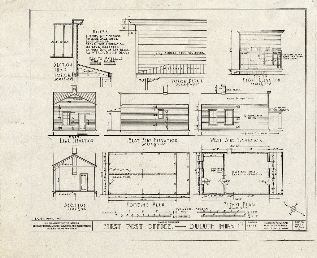Blueprint HABS MINN,69-DULU,1- (Sheet 1 of 1) - First Post Office, First Alley, Duluth, St. Louis County, MN