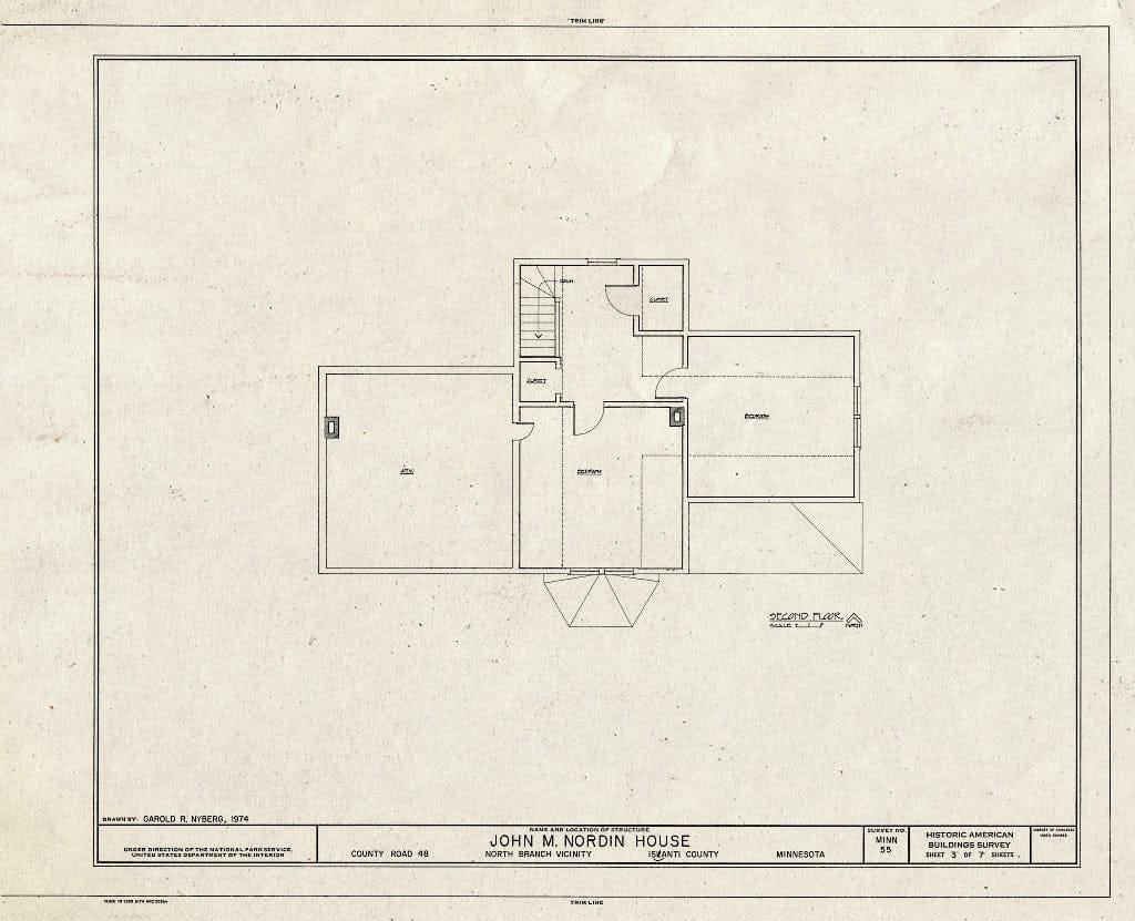 Blueprint HABS MINN,30-NOBRA,1- (Sheet 3 of 7) - John Mangus Nordin House, County Road 48, North Branch, Chisago County, MN