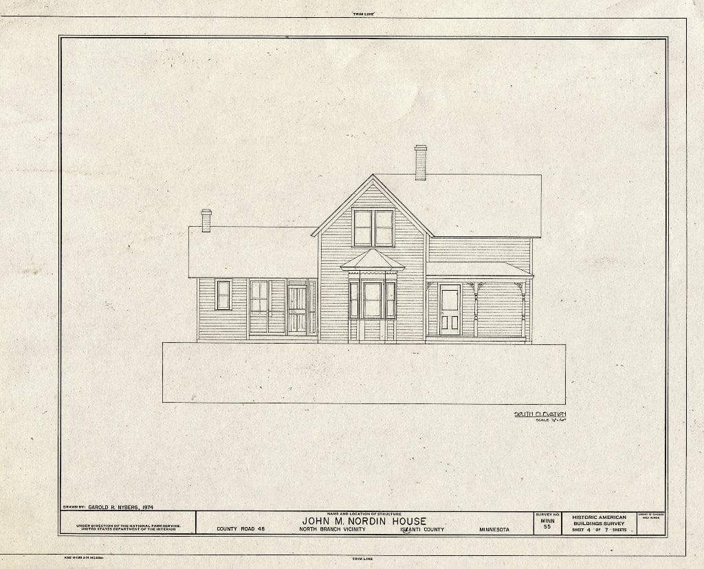 Blueprint HABS MINN,30-NOBRA,1- (Sheet 4 of 7) - John Mangus Nordin House, County Road 48, North Branch, Chisago County, MN