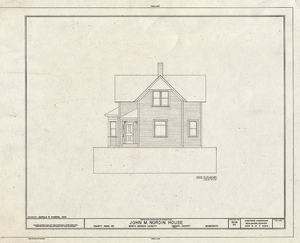 Blueprint HABS MINN,30-NOBRA,1- (Sheet 5 of 7) - John Mangus Nordin House, County Road 48, North Branch, Chisago County, MN
