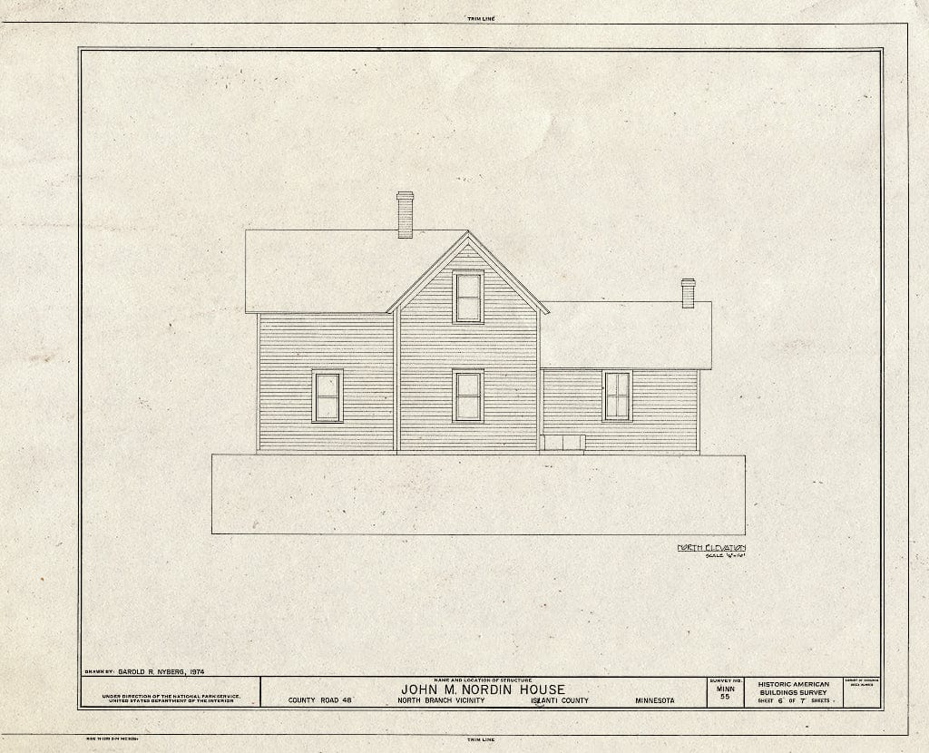 Blueprint HABS MINN,30-NOBRA,1- (Sheet 6 of 7) - John Mangus Nordin House, County Road 48, North Branch, Chisago County, MN