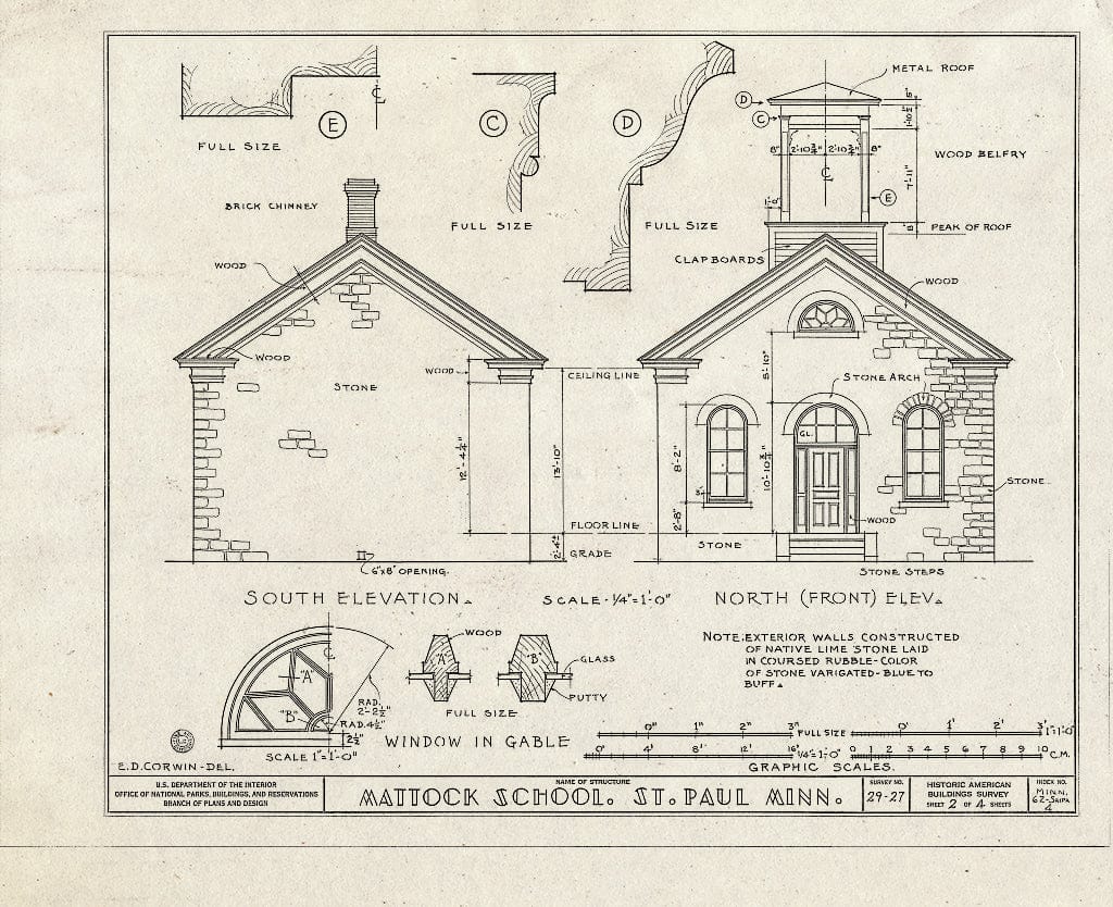 Blueprint HABS MINN,62-SAIPA,4- (Sheet 2 of 4) - Mattock School, Randolph Street & Snelling Avenue, Saint Paul, Ramsey County, MN