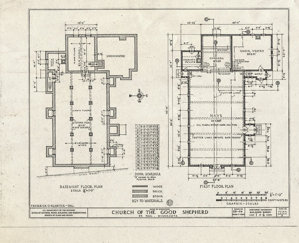 Blueprint HABS MINN,62-SAIPA,3- (Sheet 1 of 6) - Church of The Good Shepherd, Twelfth & Cedar Streets, Saint Paul, Ramsey County, MN