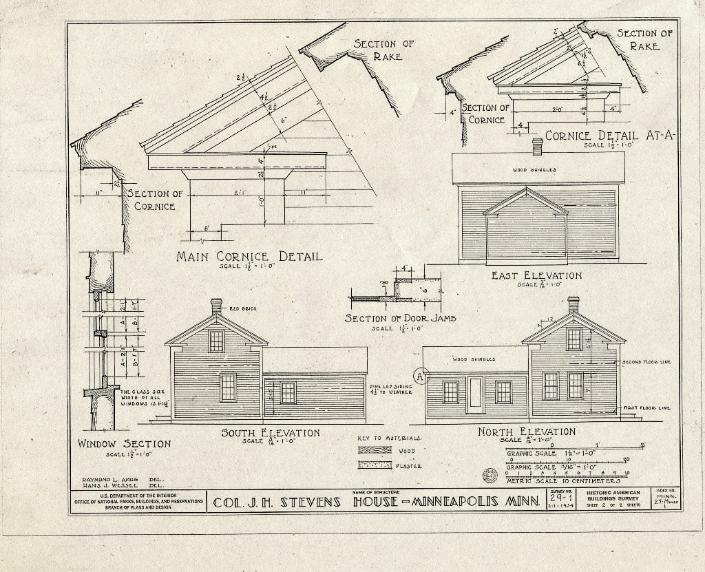 Blueprint HABS MINN,27-MINAP,1- (Sheet 2 of 2) - Colonel J. H. Stevens House, Minnehaha Park (Moved from Ferry Farm, Mississippi River), Minneapolis, Hennepin County, MN