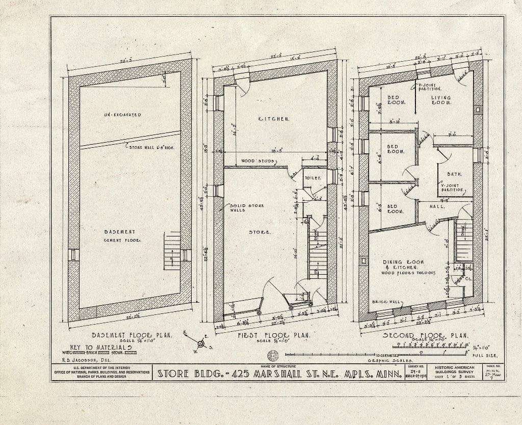 Blueprint HABS MINN,27-MINAP,7- (Sheet 1 of 3) - 425 Marshall Street (Commercial Building), 425 Marshall Street, Northeast, Minneapolis, Hennepin County, MN