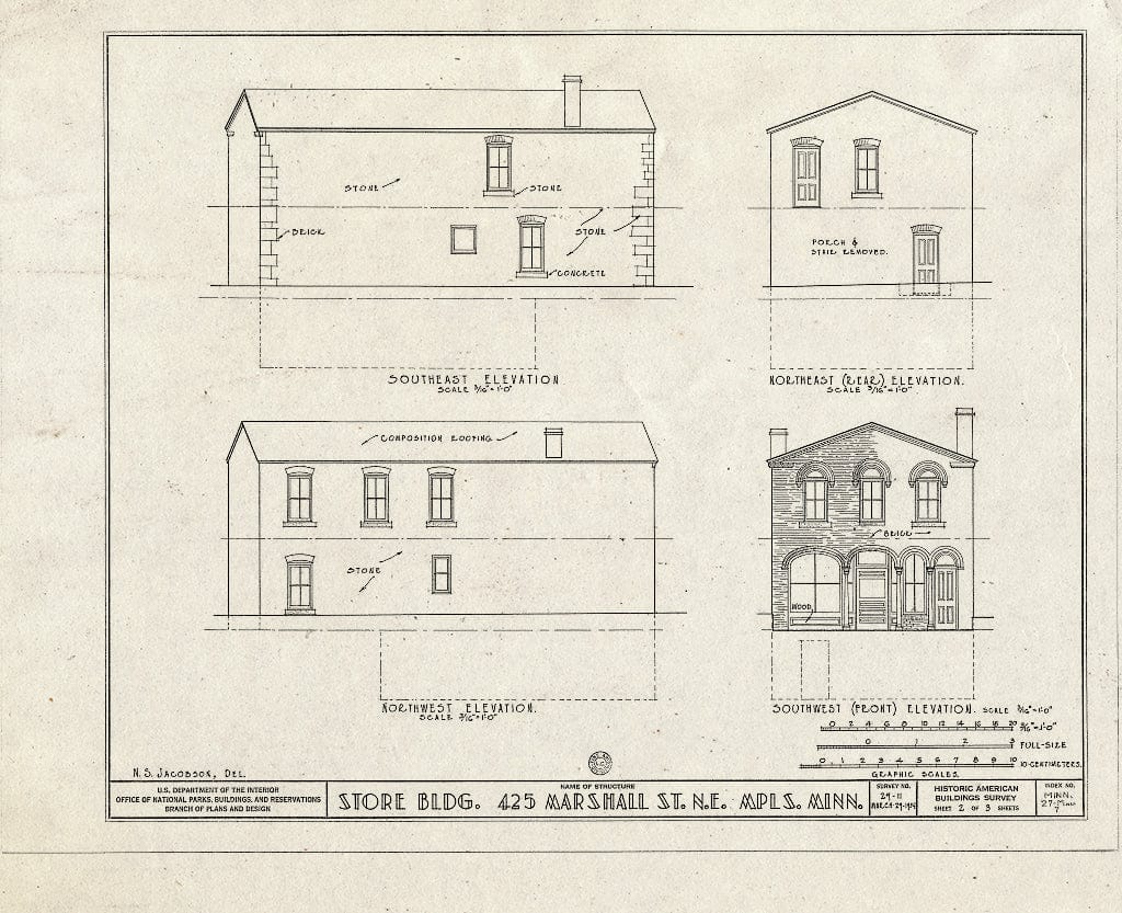 Blueprint HABS MINN,27-MINAP,7- (Sheet 2 of 3) - 425 Marshall Street (Commercial Building), 425 Marshall Street, Northeast, Minneapolis, Hennepin County, MN