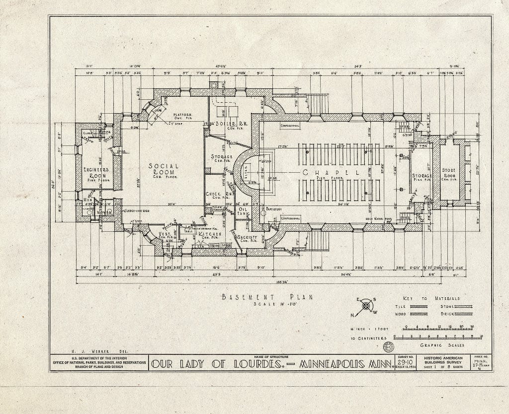 Blueprint HABS MINN,27-MINAP,6- (Sheet 1 of 8) - Our Lady of Lourdes Church, 21 Prince Street Southeast, Minneapolis, Hennepin County, MN