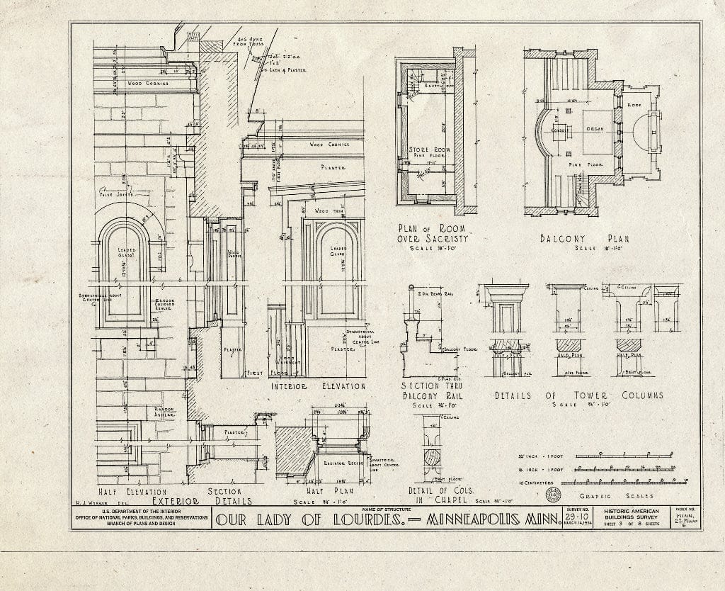 Blueprint HABS MINN,27-MINAP,6- (Sheet 3 of 8) - Our Lady of Lourdes Church, 21 Prince Street Southeast, Minneapolis, Hennepin County, MN