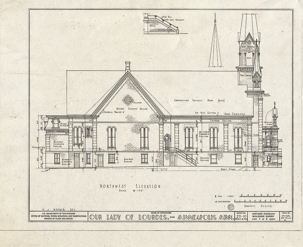 Blueprint HABS MINN,27-MINAP,6- (Sheet 5 of 8) - Our Lady of Lourdes Church, 21 Prince Street Southeast, Minneapolis, Hennepin County, MN