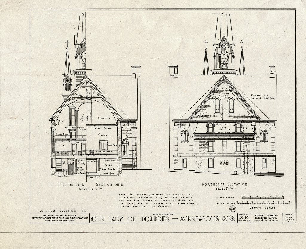 Blueprint HABS MINN,27-MINAP,6- (Sheet 6 of 8) - Our Lady of Lourdes Church, 21 Prince Street Southeast, Minneapolis, Hennepin County, MN