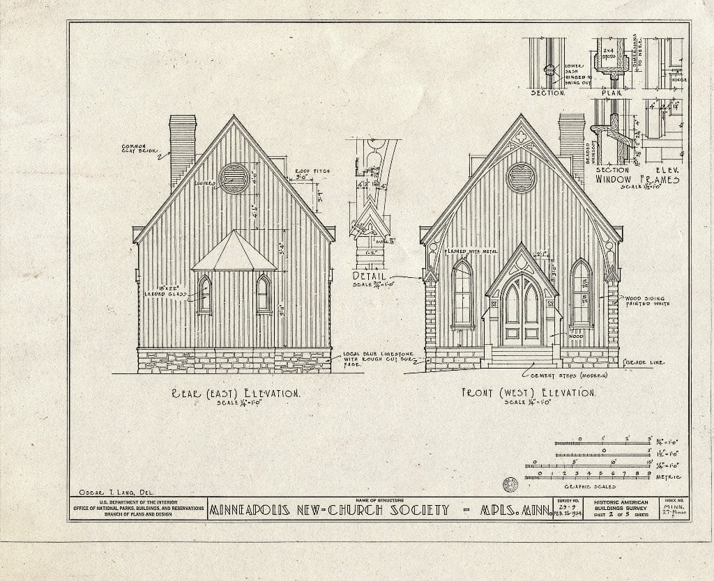 Blueprint HABS MINN,27-MINAP,5- (Sheet 2 of 5) - Church of Minneapolis, 905 Fifth Avenue, Minneapolis, Hennepin County, MN