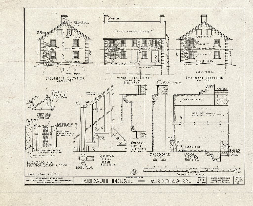 Blueprint HABS MINN,19-MEND,2- (Sheet 2 of 2) - Faribault House, Minnesota River Vicinity, Mendota, Dakota County, MN