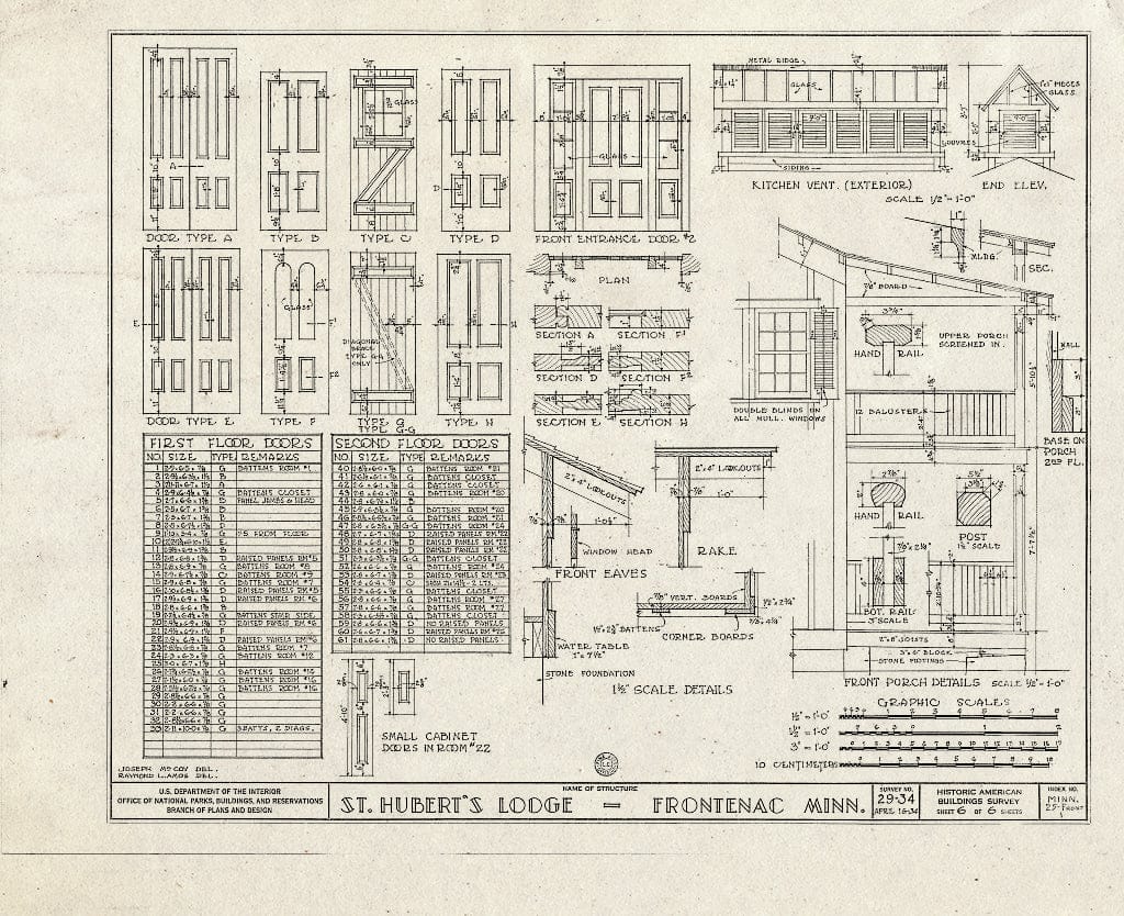 Blueprint HABS MINN,25-Front,1- (Sheet 6 of 6) - St. Hubert's Lodge, Garrard Avenue, Frontenac, Goodhue County, MN