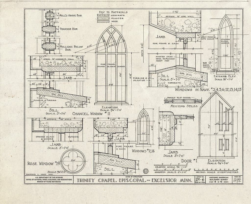 Blueprint HABS MINN,27-EXCEL,1- (Sheet 4 of 6) - Trinity Chapel (Episcopal), Second & Center Streets, Excelsior, Hennepin County, MN