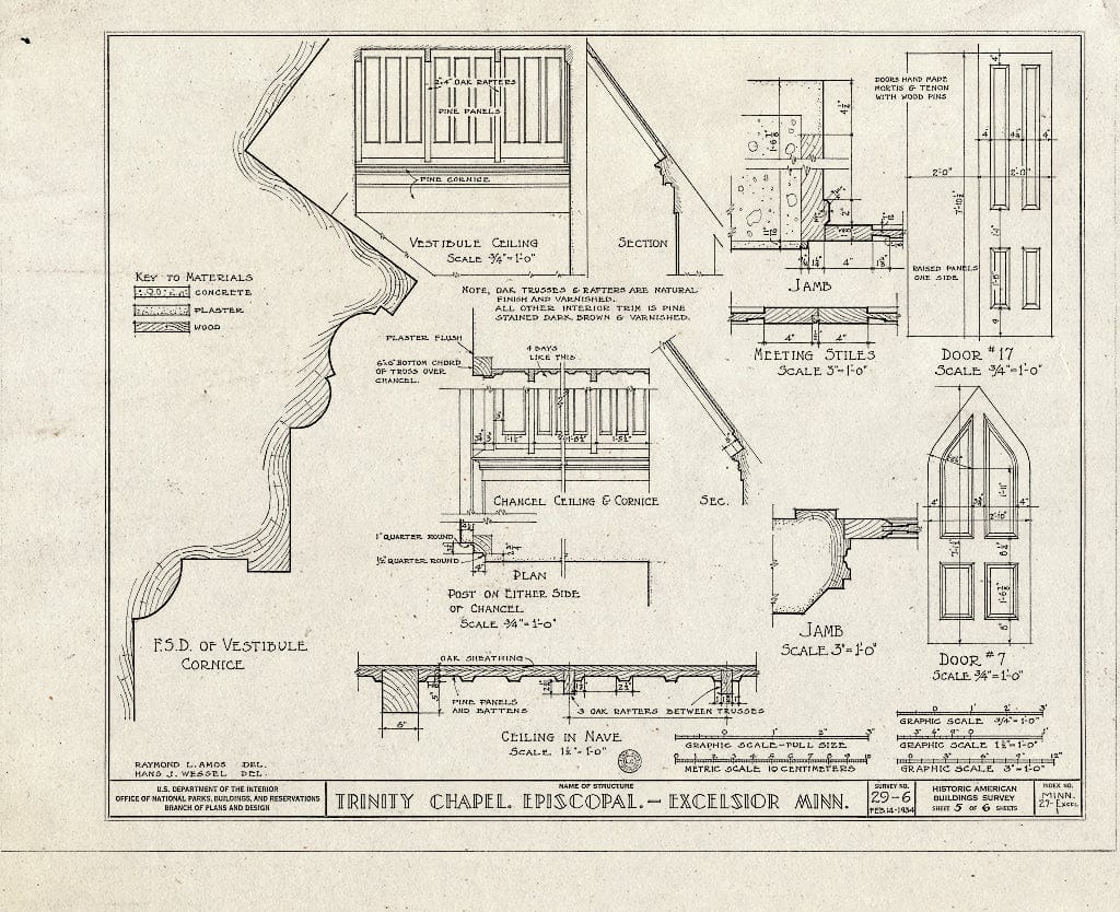Blueprint HABS MINN,27-EXCEL,1- (Sheet 5 of 6) - Trinity Chapel (Episcopal), Second & Center Streets, Excelsior, Hennepin County, MN