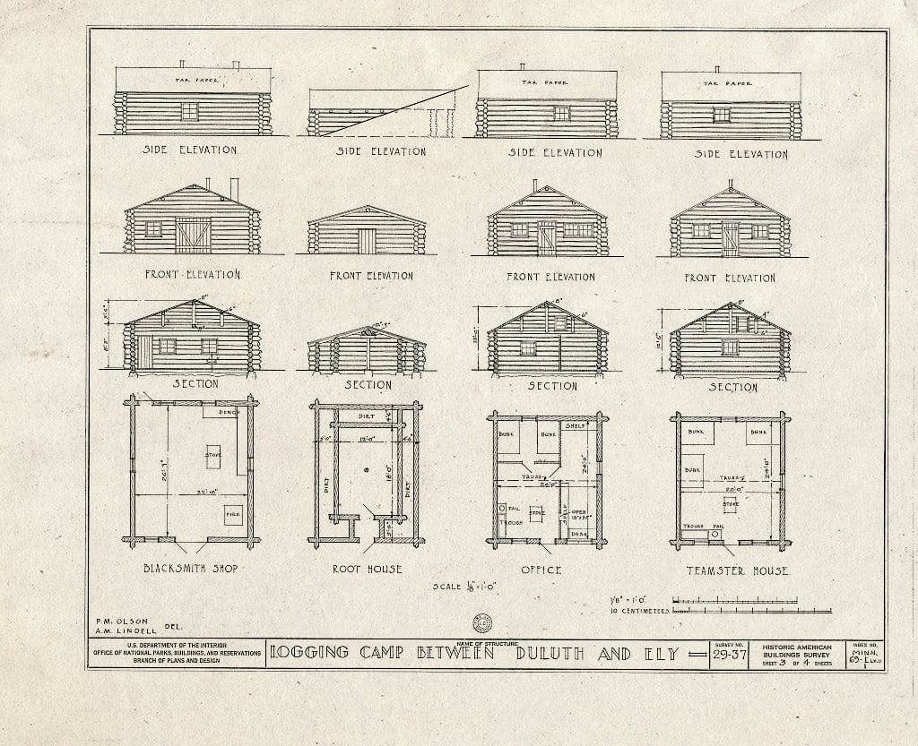 Blueprint HABS MINN,69-ELY.V,1- (Sheet 3 of 4) - Logging Camp, Ely, St. Louis County, MN