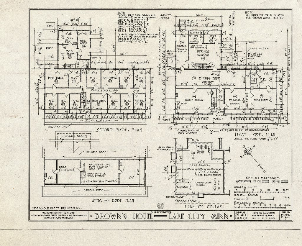 Blueprint HABS MINN,79-LACIT,1- (Sheet 1 of 5) - Brown's Hotel, Lake Pepin, Lake City, Wabasha County, MN