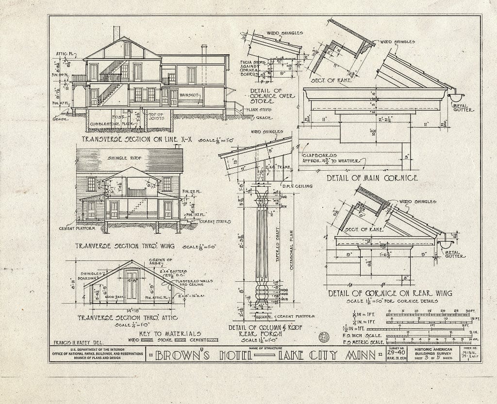 Blueprint HABS MINN,79-LACIT,1- (Sheet 3 of 5) - Brown's Hotel, Lake Pepin, Lake City, Wabasha County, MN