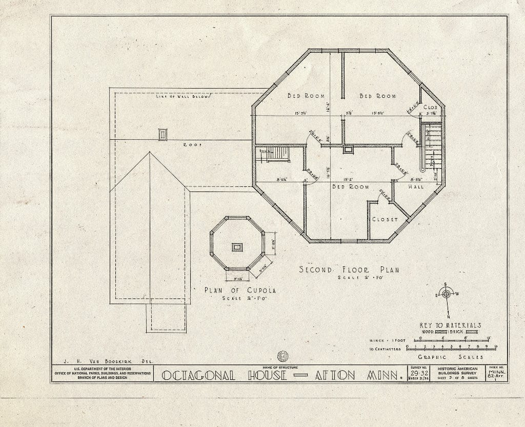 Blueprint HABS MINN,82-AFT,1- (Sheet 3 of 8) - Octagonal House, Washington Avenue, Afton, Washington County, MN