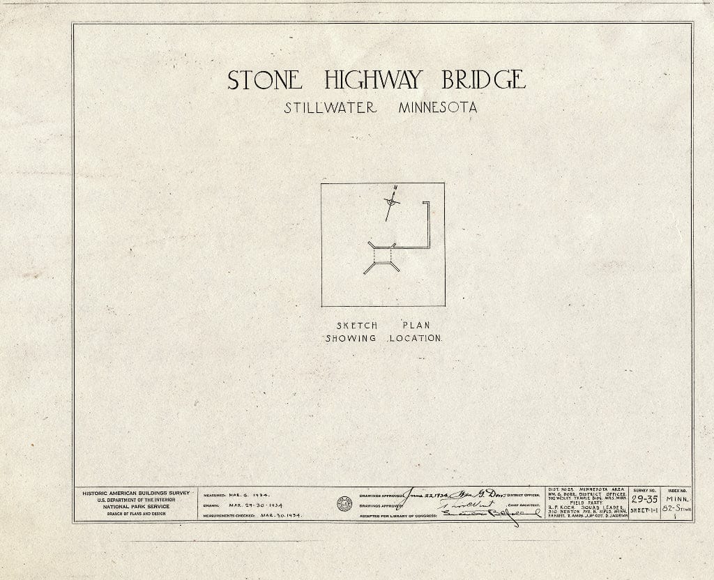 Blueprint HABS MINN,82-STIWA,1- (Sheet 0 of 1) - Stone Highway Bridge, Stillwater, Washington County, MN