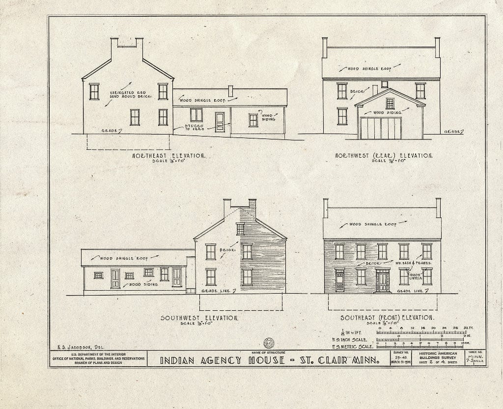 Blueprint HABS MINN,7-SAICLA,1- (Sheet 2 of 4) - Indian Agency House, Saint Clair, Blue Earth County, MN