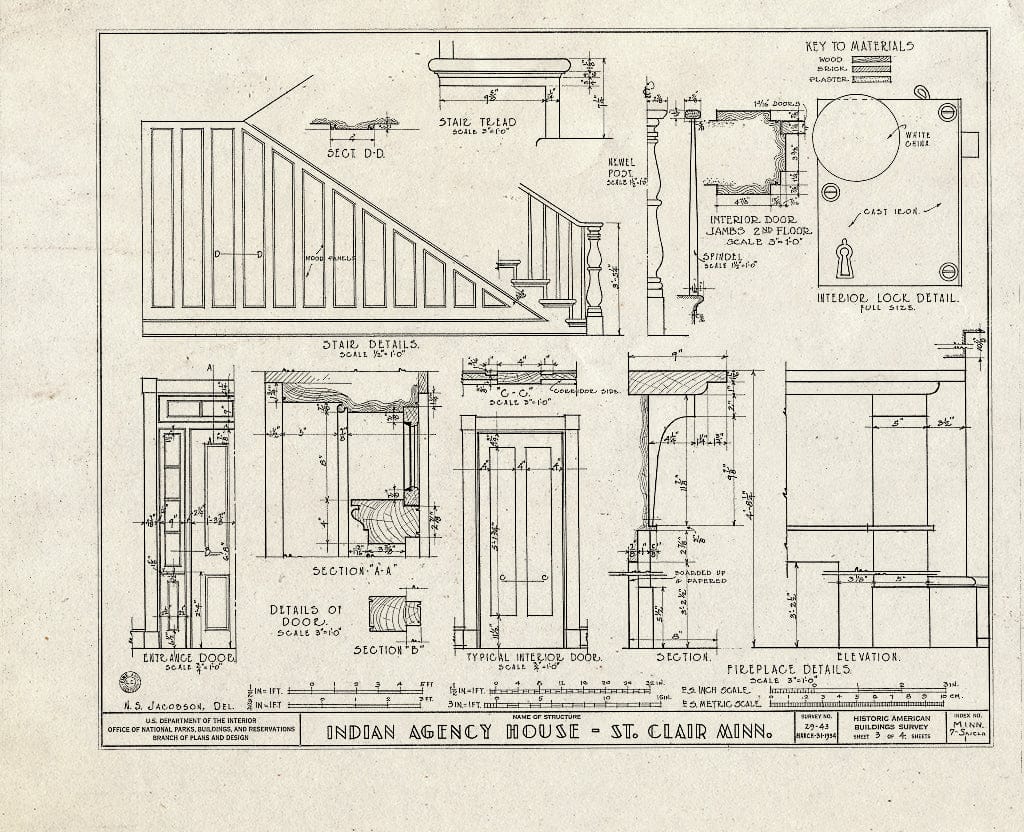 Blueprint HABS MINN,7-SAICLA,1- (Sheet 3 of 4) - Indian Agency House, Saint Clair, Blue Earth County, MN