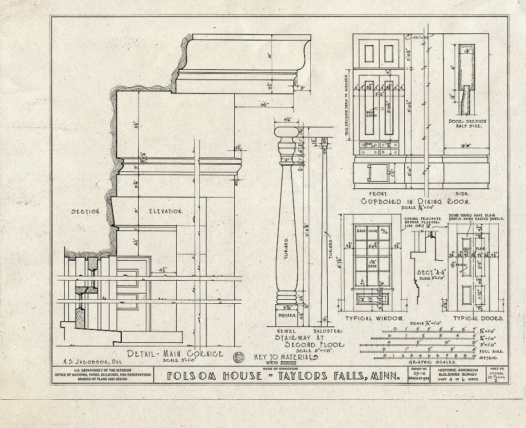 Blueprint HABS MINN,13-TAYFA,2- (Sheet 4 of 6) - W. H. C. Folsom House, Taylors Falls, Chisago County, MN
