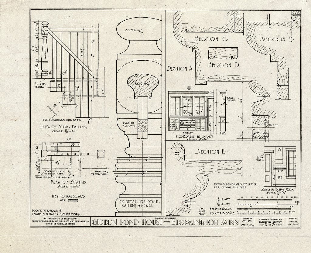 Blueprint HABS MINN,27-BLOMT,1- (Sheet 3 of 3) - Pond House, Nicollet Avenue, Bloomington, Hennepin County, MN