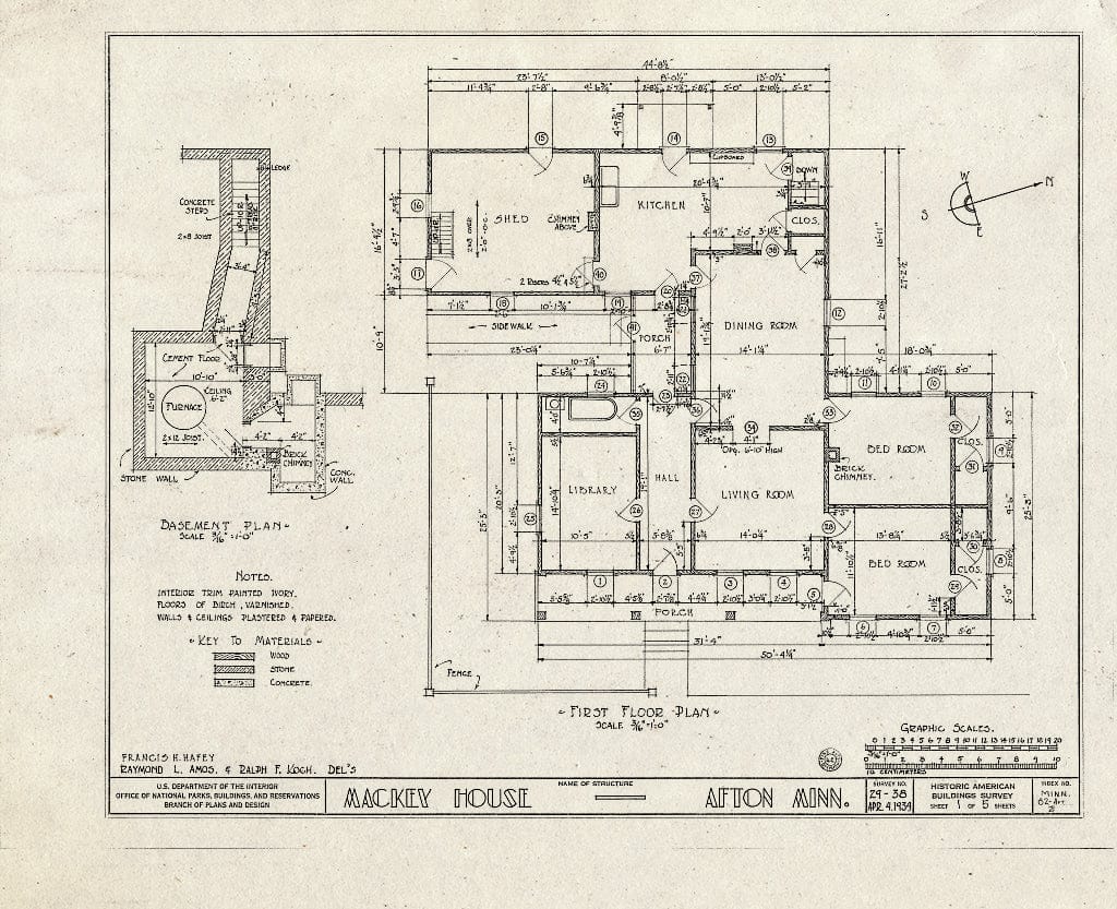 Blueprint HABS MINN,82-AFT,2- (Sheet 1 of 5) - Mackey House, Washington Avenue, Afton, Washington County, MN