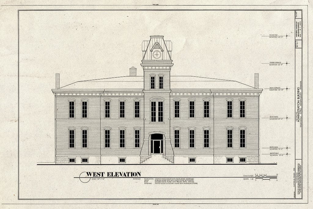 Blueprint HABS MINN,27-FOSNEL,2-L- (Sheet 5 of 9) - Fort Snelling Complex, Administration Building, Taylor Avenue, Minneapolis, Hennepin County, MN