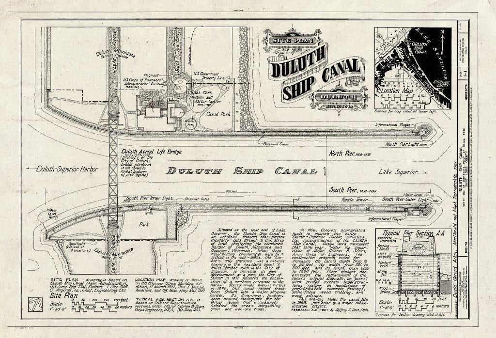 Blueprint HAER MINN,69-DULU,11- (Sheet 1 of 1) - Duluth Ship Canal, North end of Minnesota Point at Canal Park, Duluth, St. Louis County, MN