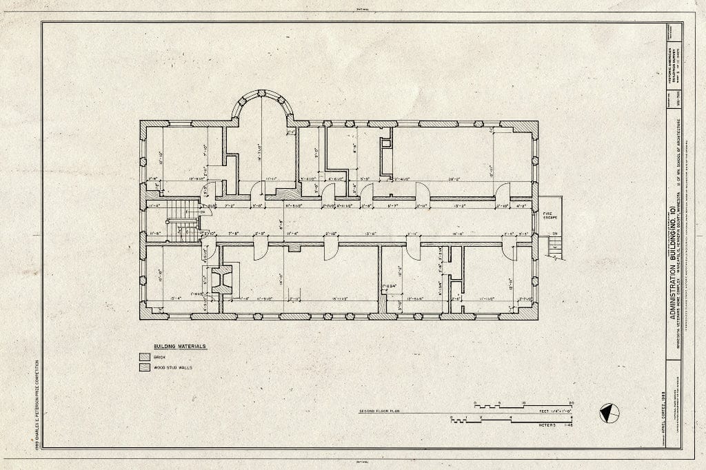 Blueprint HABS MINN,27-MINAP,19-H- (Sheet 5 of 11) - Minnesota Veterans Home Complex, Administration Building, 5101 Minnehaha Avenue, South, Minneapolis, Hennepin County, MN