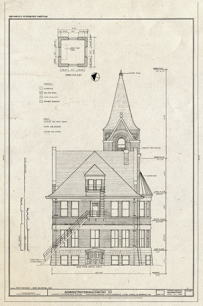 Blueprint HABS MINN,27-MINAP,19-H- (Sheet 7 of 11) - Minnesota Veterans Home Complex, Administration Building, 5101 Minnehaha Avenue, South, Minneapolis, Hennepin County, MN
