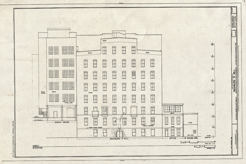 Blueprint HABS MINN,27-MINAP,20-A- (sheet 12 of 18) - Washburn-Crosby Milling Complex, Washburn 'A' Mill, 700-709 South First & Second Streets, Minneapolis, Hennepin County, MN