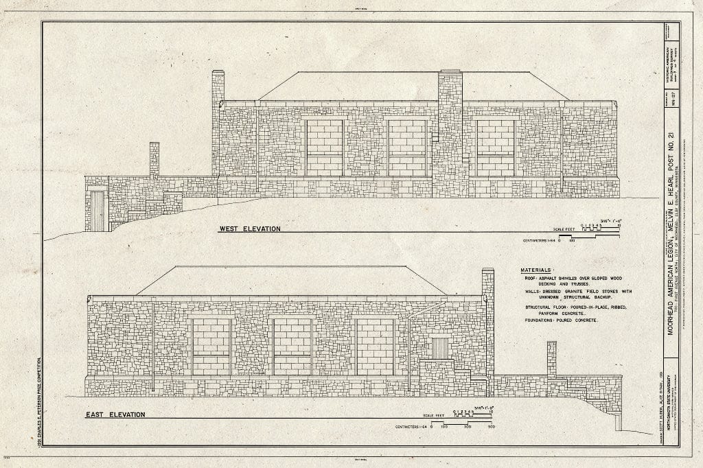 Blueprint HABS MINN,14-MOHE,1- (Sheet 3 of 4) - Moorhead American Legion Building, 700 First Avenue North, Moorhead, Clay County, MN