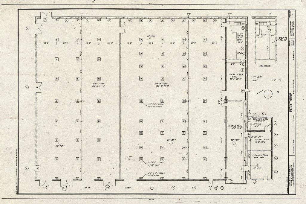 Blueprint HABS MINN,62-SAIPA,17-H- (Sheet 3 of 5) - Jackson Street Shops, Paint Shop, 45 East Pennsylvania Avenue, Saint Paul, Ramsey County, MN
