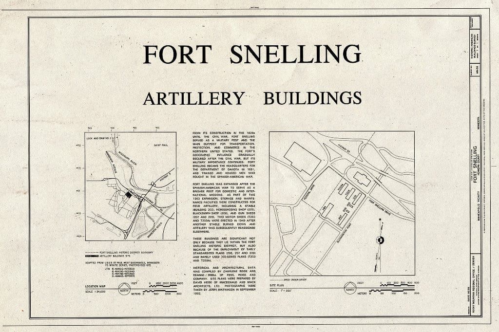 Blueprint HABS MINN,27-FOSNEL,2- (Sheet 1 of 1) - Fort Snelling, Bounded by Minnehaha Park, Airport & Mississippi & Minnesota Rivers, Minneapolis, Hennepin County, MN