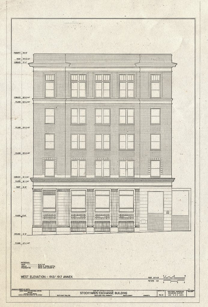 Blueprint HABS MINN,19-SAIPAS,1- (Sheet 5 of 5) - Stockyards Exchange Building, 200 North Concord Street, South Saint Paul, Dakota County, MN