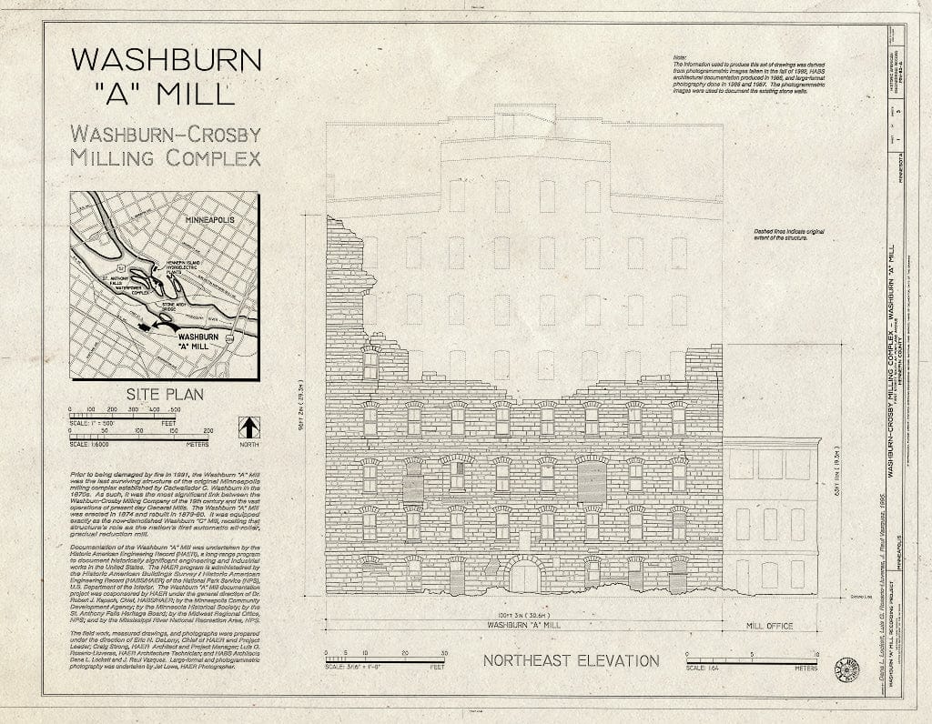 Blueprint HAER MINN,27-MINAP,20A- (Sheet 1 of 3) - Washburn-Crosby Milling Complex, Washburn A Mill, 710-714 South Second Street, Minneapolis, Hennepin County, MN