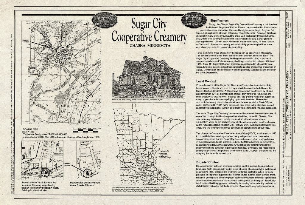 Blueprint HABS MINN,10-CHASK,1- (Sheet 1 of 6) - Sugar City Cooperative Creamery, 140 East Sixth Street (Highway 212), Chaska, Carver County, MN