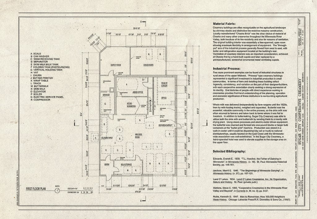 Blueprint HABS MINN,10-CHASK,1- (Sheet 2 of 6) - Sugar City Cooperative Creamery, 140 East Sixth Street (Highway 212), Chaska, Carver County, MN