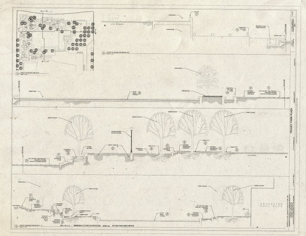 Blueprint Sections - Peavey Park Plaza, 1111 Nicolet Mall, Minneapolis, Hennepin County, MN