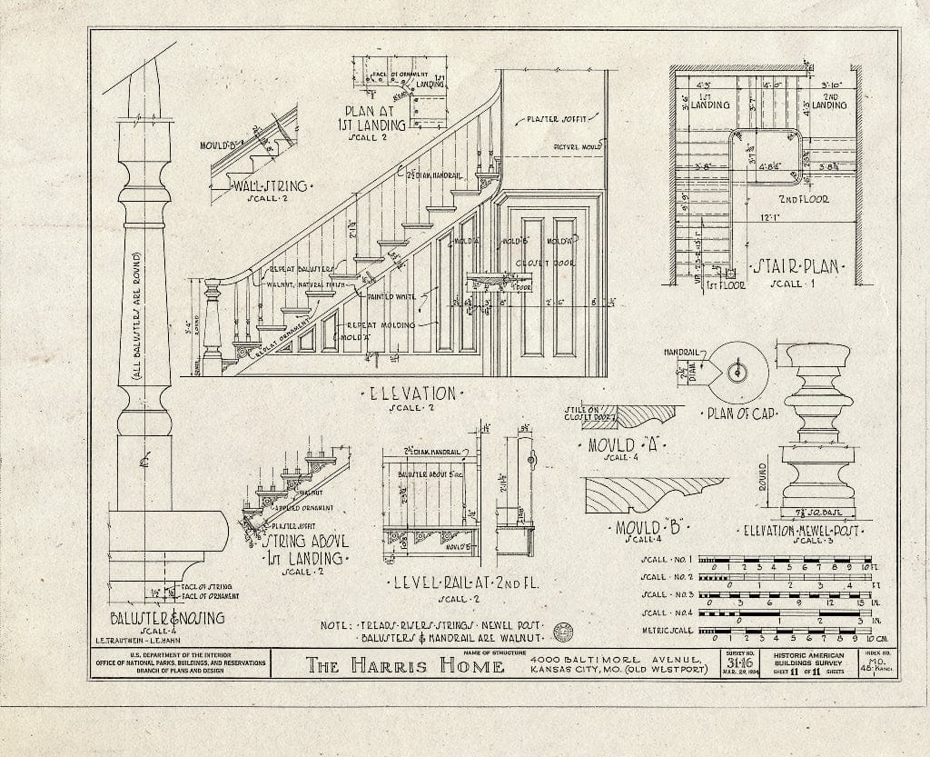 Blueprint HABS MO,48-KANCI,1- (Sheet 11 of 11) - John Harris House, 4000 Baltimore Avenue, Kansas City, Jackson County, MO