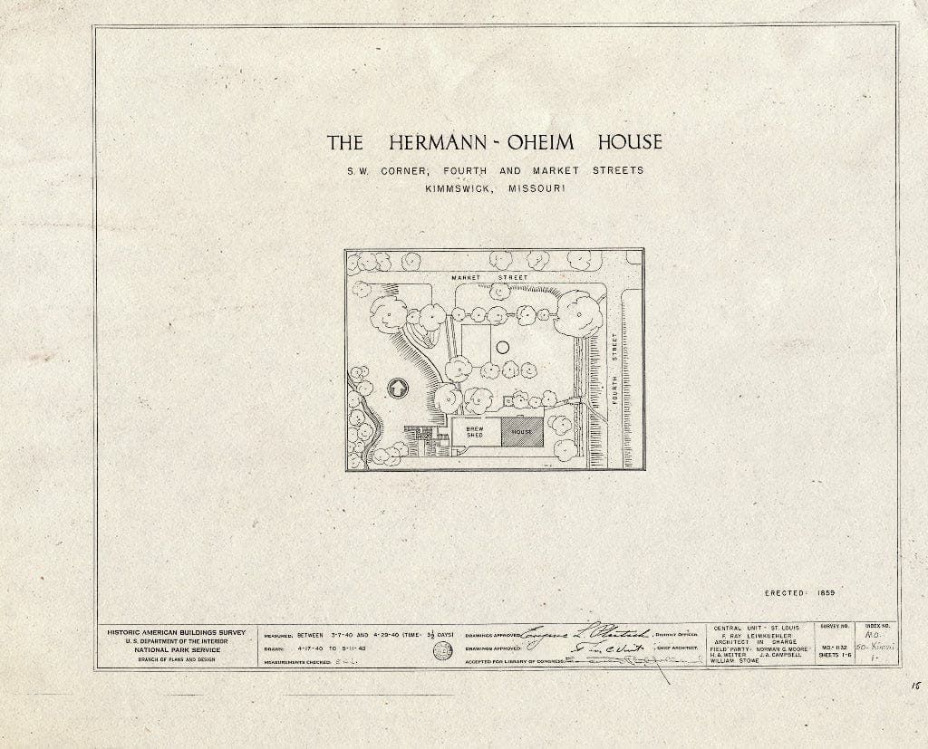 Blueprint HABS MO,50-KIMWI,1- (Sheet 0 of 6) - Hermann-Oheim House, Fourth & Market Streets, Kimmswick, Jefferson County, MO