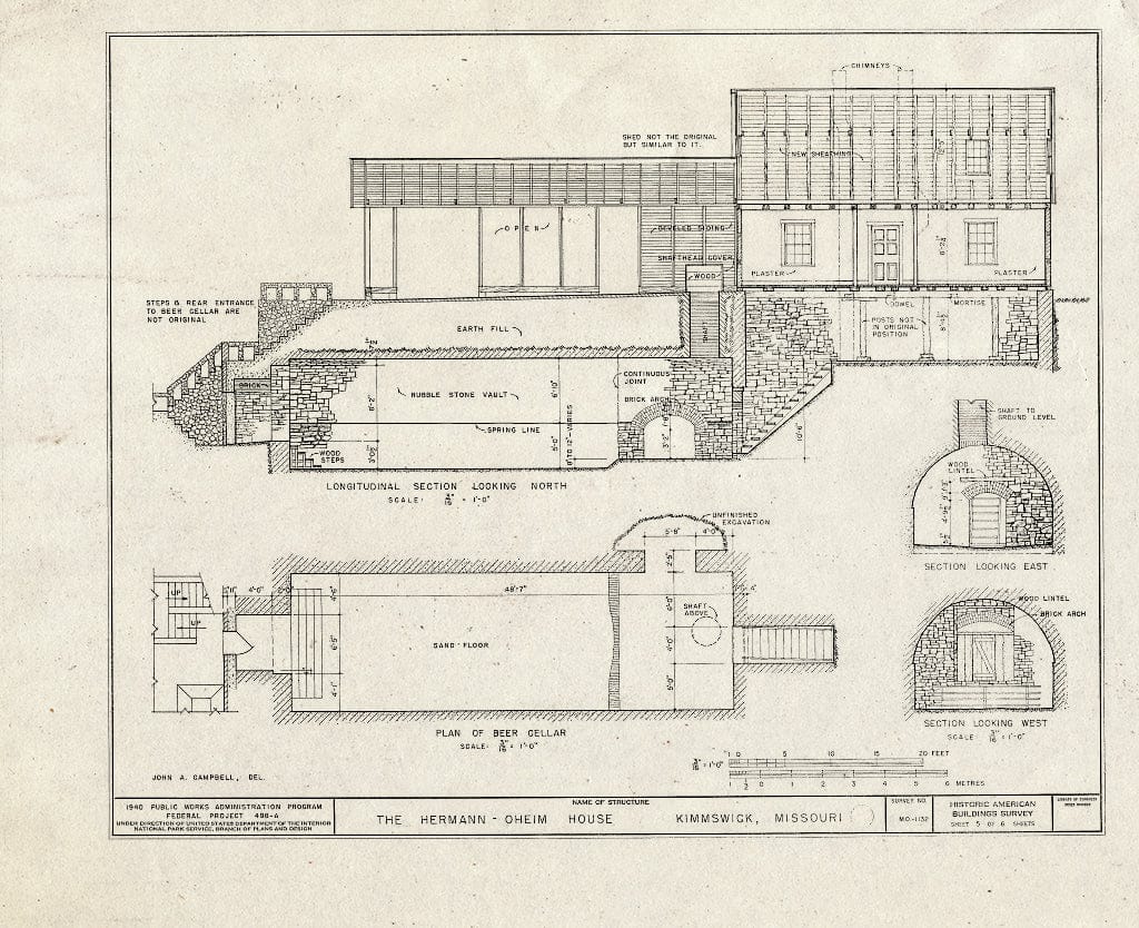Blueprint HABS MO,50-KIMWI,1- (Sheet 5 of 6) - Hermann-Oheim House, Fourth & Market Streets, Kimmswick, Jefferson County, MO