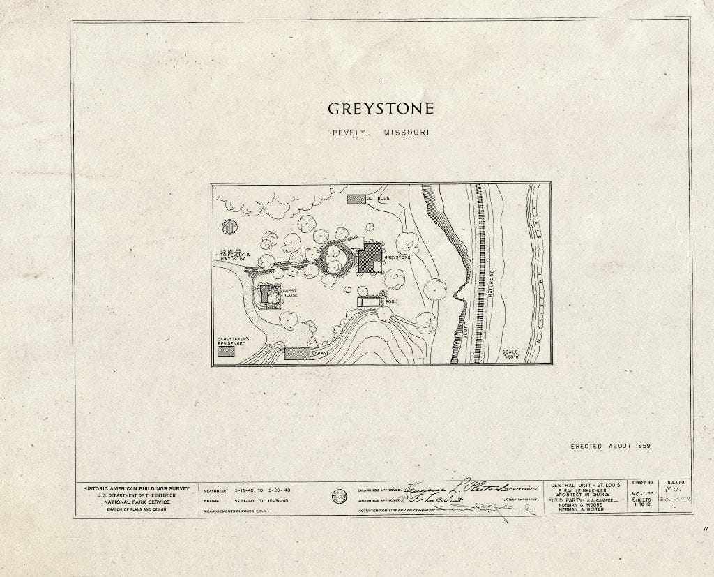 Blueprint HABS MO,50-PEV.V,1- (Sheet 0 of 12) - Greystone, Pevely, Jefferson County, MO