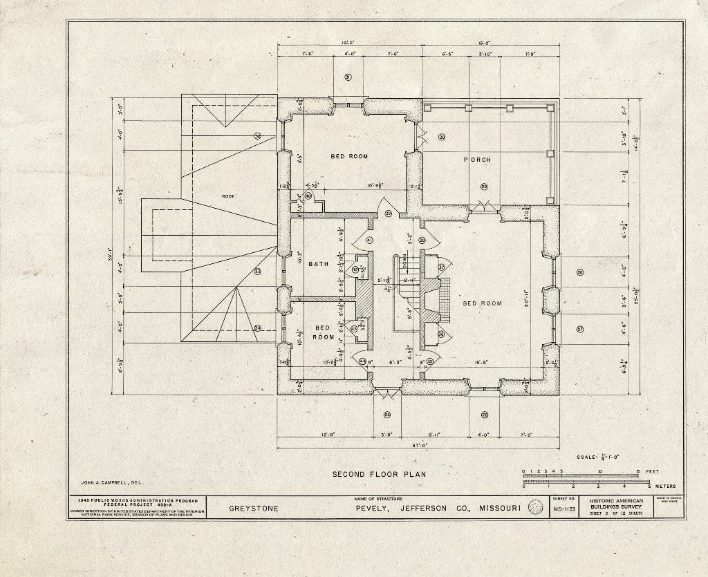 Blueprint HABS MO,50-PEV.V,1- (Sheet 2 of 12) - Greystone, Pevely, Jefferson County, MO