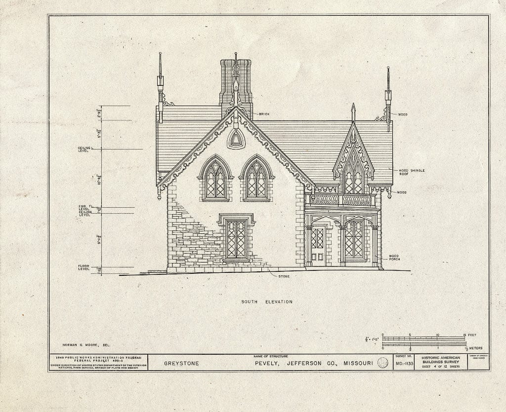 Blueprint HABS MO,50-PEV.V,1- (Sheet 4 of 12) - Greystone, Pevely, Jefferson County, MO