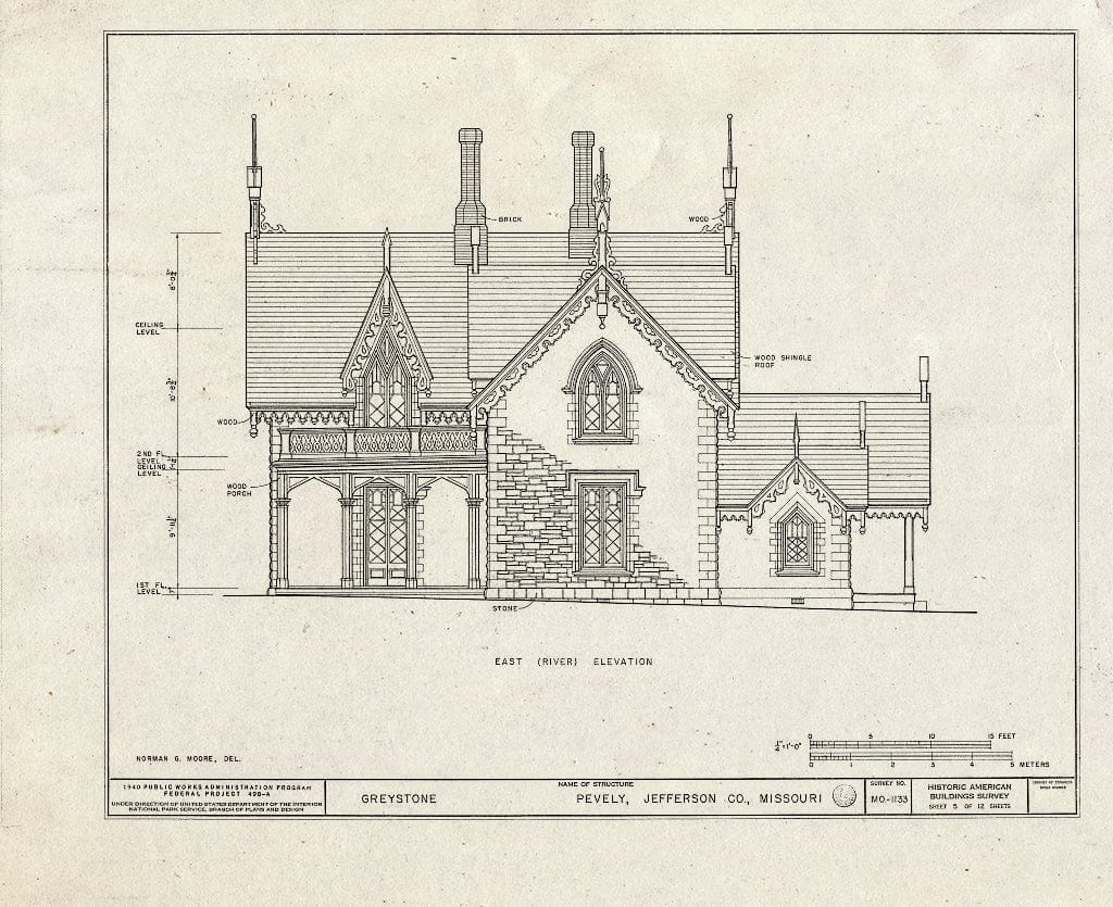 Blueprint HABS MO,50-PEV.V,1- (Sheet 5 of 12) - Greystone, Pevely, Jefferson County, MO