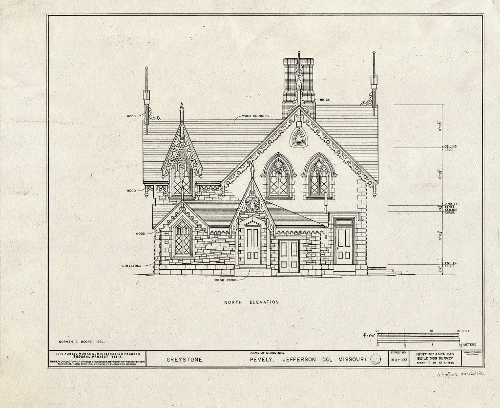 Blueprint HABS MO,50-PEV.V,1- (Sheet 6 of 12) - Greystone, Pevely, Jefferson County, MO
